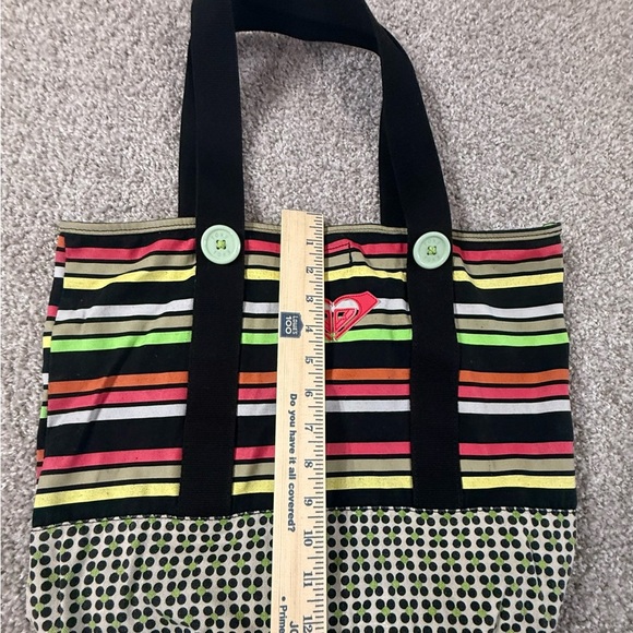 Roxy Y2K Striped & Polka Dot Tote Bag – Retro Surf Style vintage school bag - Picture 4 of 6